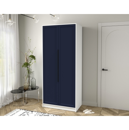 Шкаф распашной Тренд КТ-Ш2 (Белый платинум ЛДСП/ Индиго ЛМДФ) Ш918 В2128 Г547 Шкаф распашной Тренд КТ-Ш2 (Белый платинум ЛДСП/ Индиго ЛМДФ) Ш918 В2128 Г547